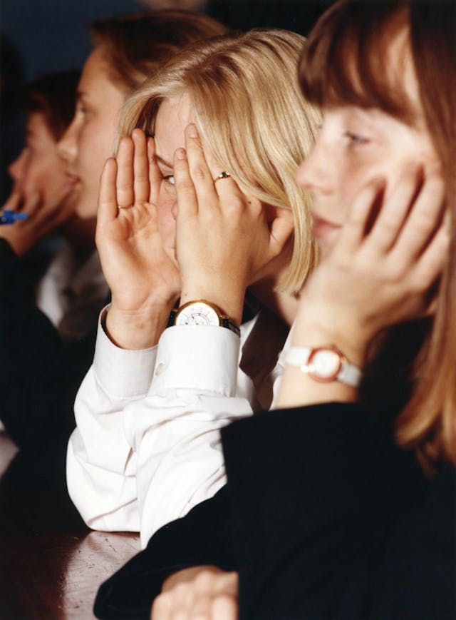 Girls, 11 and 12, at School, Pontefract, 1992, Entering the Masquerade 1992.